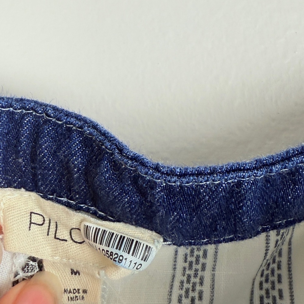Anthropologie PILCRO Patchwork Button Front Cami Gingham Floral Boho Denim Trim - Picture 8 of 9